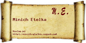 Minich Etelka névjegykártya